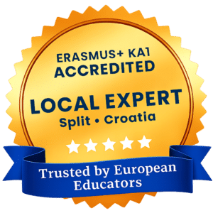 Erasmus+ KA1 accredited local expert badge for teacher training courses in Split, Croatia. Trusted by European Educators.